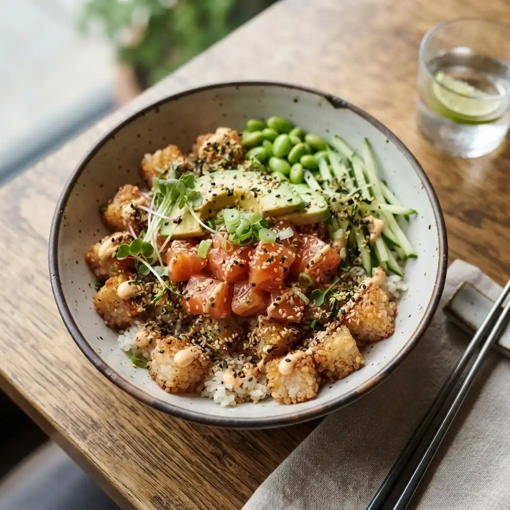 Crispy Rice Salmon Bowl