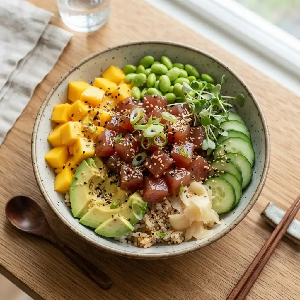 Poke Bowl mit Thunfisch und Mango