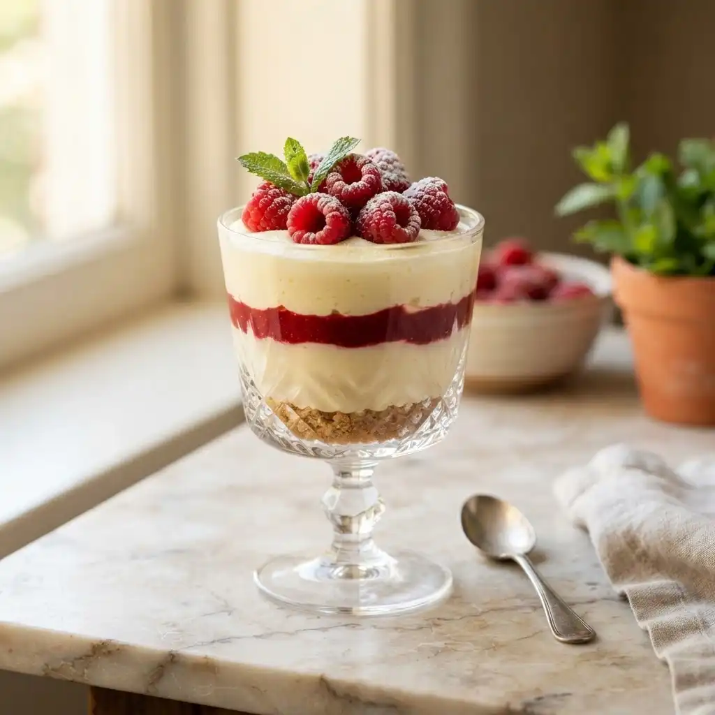 Zitronen-Himbeer-Mousse im Glas