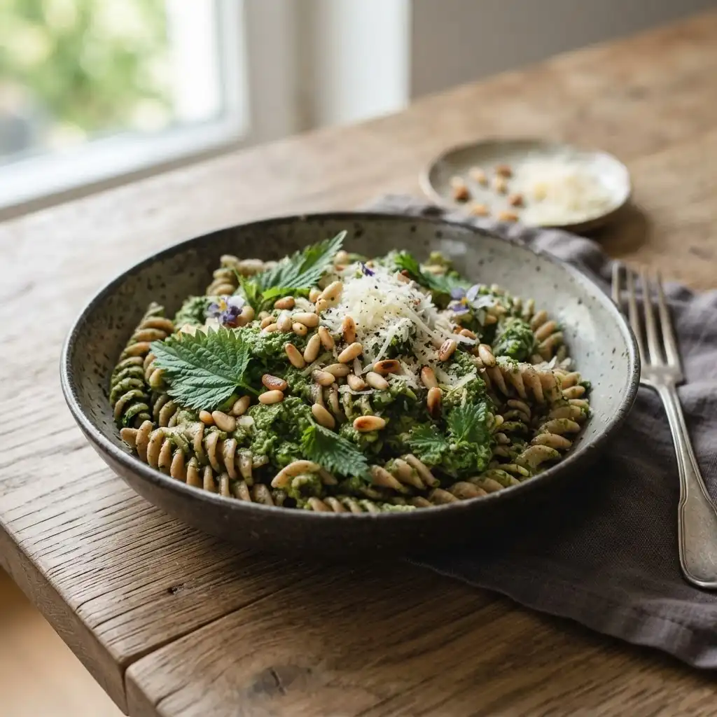 Brennnessel-Pesto mit Vollkornpasta
