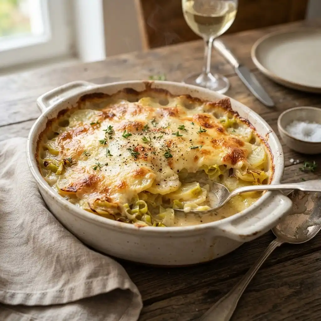 Kartoffelgratin mit Lauch