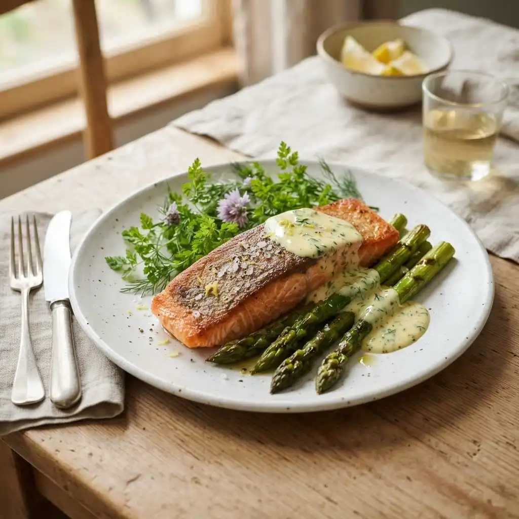 Lachs mit Spargel und Kerbel
