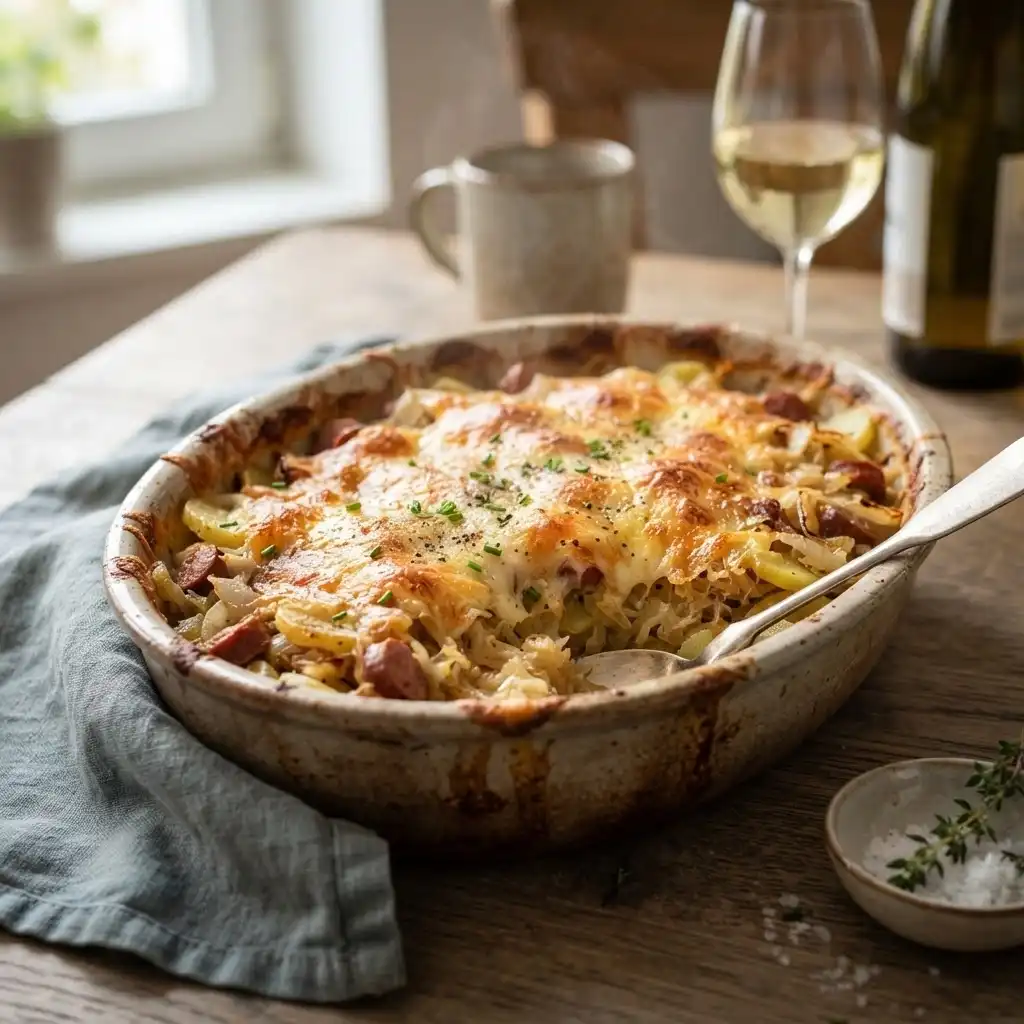 Sauerkrautauflauf mit Kartoffeln