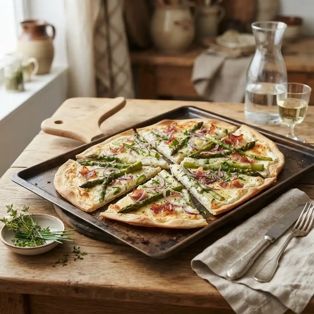 Spargel-Flammkuchen