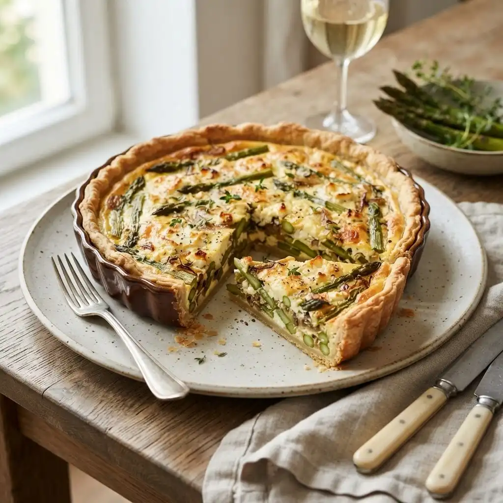 Spargelquiche mit Ziegenkäse