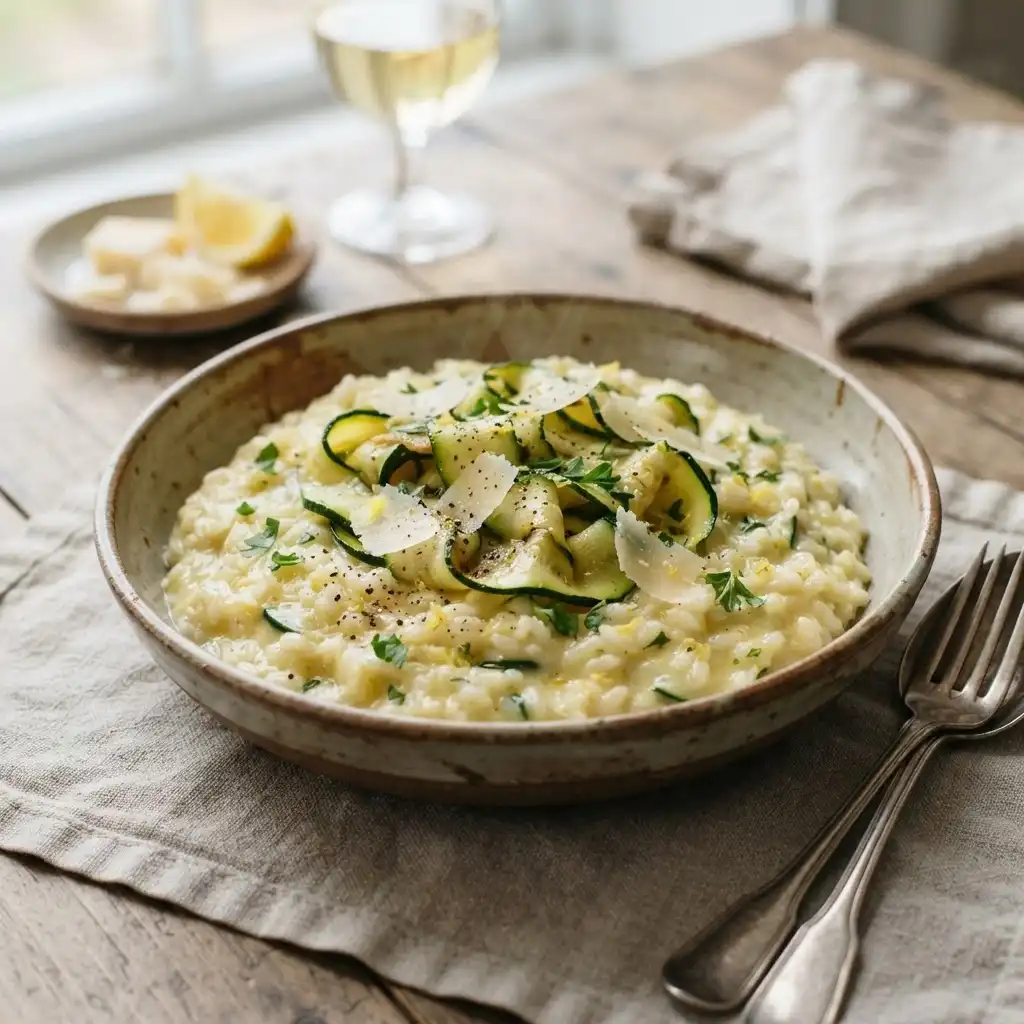 Zitronenrisotto mit Zucchini